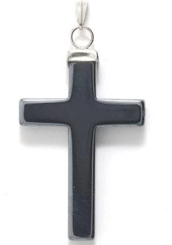 60ST403-C: Hematite Cross Pendant With Cap/bail 22x34mm Average - 1 Piece