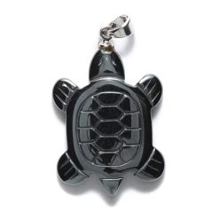 60ST403-T: Hematite Turtle Pendant With Bail 28mm - 3 Pieces