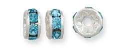 75CC262-S: Preciosa Rhinestone Rondell Aqua Bohemica Silver 6 - 36 Pieces