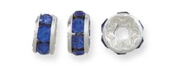 75CC274-S: Preciosa Rhinestone Rondell Sapphire Silver 6m - 36 Pieces
