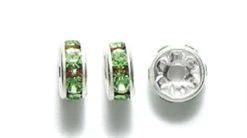 75CC282-S: Preciosa Rhinestone Rondell Peridot Silver 6mm - 36 Pieces