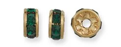 75CC287-G: Preciosa Rhinestone Rondell Emerald 6mm - 36 Pieces
