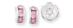 75CC292-S: Preciosa Rhinestone Rondell Rose Silver 6mm - 36 Pieces