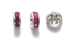 75CC294-S: Preciosa Rhinestone Rondell Fuchsia Silver 6mm - 36 Pieces