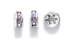 75CC295-VS: Preciosa Rhinestone Rondell Violet Silver 6mm - 36 Pieces