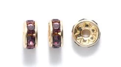 75CC298-G: Preciosa Rhinestone Rondell Amethyst Gold 6mm - 36 Pieces