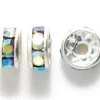 75CC512-S: Preciosa Rhinestone Rondell Crystal Aurora Borealis Finish Silver 6mm - 36 Pieces -Handmade Beads Discount Store 75CC512 S Findings PreciosaRhinestones RhinestoneRondellesSquaredellesandBalls