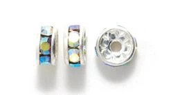 75CC512-S: Preciosa Rhinestone Rondell Crystal Aurora Borealis Finish Silver 6mm - 36 Pieces