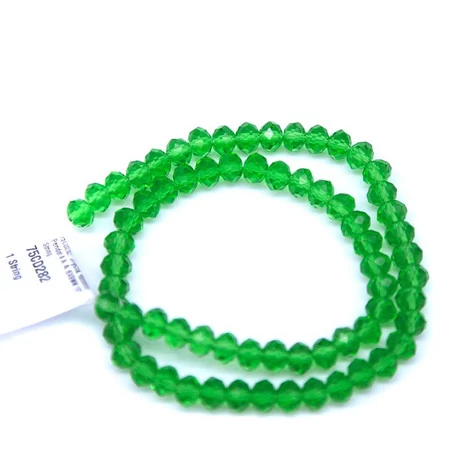 75CD282: Crystal Rondelle Peridot A A A 6X8MM 16" String 3 75CD282: Crystal Rondelle Peridot A A A 6X8MM 16" String