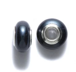 75CD608-S: Rondelle Pearl Dark Charcoal 5mm Inner Diameter 13x9m - 5 Piece