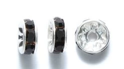 76CC109-S: Preciosa Rhinestone Rondell Jet Silver 7mm - 36 Pieces