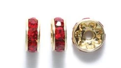 76CC242-G: Preciosa Rhinestone Rondell Light Siam Gold 7mm - 36 Pieces