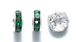 76CC286-S: Preciosa Rhinestone Rondell Emerald Silver 7mm - 36 Pieces