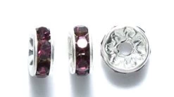 76CC298-S: Preciosa Rhinestone Rondell Amethyst Silver 7mm - 36 Pieces