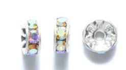 Preciosa Rhinestone Rondell Crystal Aurora Borealis Finish Silver 7mm 144PC