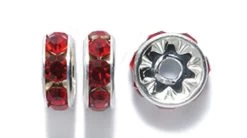 78CC242-S: Preciosa Rhinestone Rondell Light Siam Silver 8mm - 36 Pieces