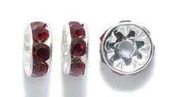 78CC244-S: Preciosa Rhinestone Rondell Siam Silver 8mm - 36 Pieces