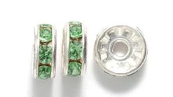 78CC282-S: Preciosa Rhinestone Rondell Peridot Silver 8mm - 36 Pieces