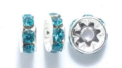 78CC285-S: Preciosa Rhinestone Rondell Blue Zircon Silver 8mm - 36 Pieces