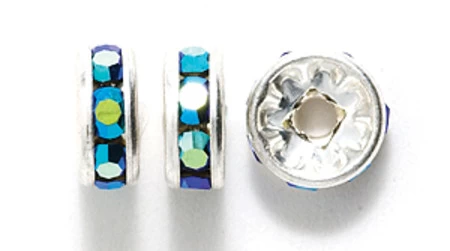 78CC509-S: Czech Rhinestone Rondell Jet Aurora Borealis Finish Silver 8mm - 36 Pieces 3 78CC509-S: Czech Rhinestone Rondell Jet Aurora Borealis Finish Silver 8mm - 36 Pieces