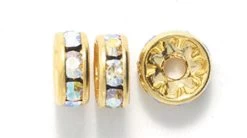 78CC512-G: Preciosa Rhinestone Rondell Crystal Aurora Borealis Finish Gold 8mm - 36 Pieces