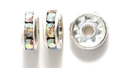 78CC512-S: Preciosa Rhinestone Rondell Crystal Aurora Borealis Finish Silver 8mm - 36 Pieces