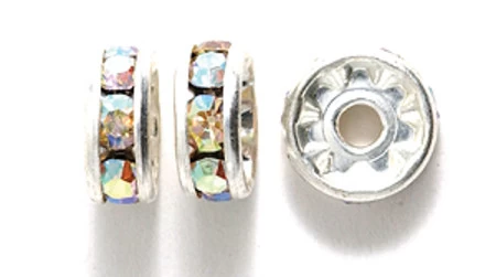 78CC512-S: Preciosa Rhinestone Rondell Crystal Aurora Borealis Finish Silver 8mm - 36 Pieces 3 78CC512-S: Preciosa Rhinestone Rondell Crystal Aurora Borealis Finish Silver 8mm - 36 Pieces