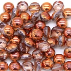 8CA856-B: Preciosa Czech Candy Two Hole Dark Copper Shine 8mm - 50 Pieces Per Package