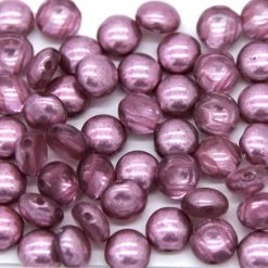 8CA892-T: Preciosa Czech Candy Two Hole Metallic Pink Shine 8mm - 50 Pieces Per Package