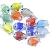 94FH212R: India Glass Fish Bead Clear With Multi Colored Stripes 24mm - 20 Pieces Per Package -Handmade Beads Discount Store 94FH212R thumbnail