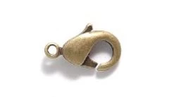 9FI644-ABR: Brass Clasp Lobster Claw Antique Brass 9x5mm - 4 Pieces Per Package