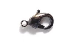 9FI644-GMR: Brass Clasp Lobster Claw Gunmetal Plated 9x5mm - 4 Pieces Per Package