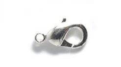 9FI644-SR: Brass Clasp Lobster Claw Silver Plated 9x5mm - 4 Pieces Per Package