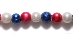 9FP925-LH: Pearl 2mm Inner Dia Meter Red White Blue 9mm Average 8 Inchch - String