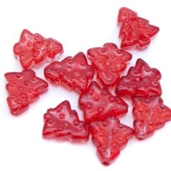 AL301-244: Glass Christmas Tree Bead Siam 15x16mm 10 Pieces