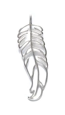AM300: Amoracast Sterling Silver Pendant Feather 19x35mm 1 Piece