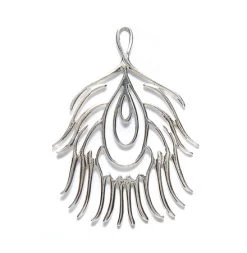 AM336: Amoracast Sterling Silver Pendant Peacock Feather 28x37mm 1 Piece
