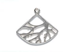 AM348: Amoracast Sterling Silver Charm Chinese Fan Branch 11x15mm 1 Piece