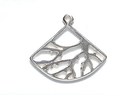 AM348: Amoracast Sterling Silver Charm Chinese Fan Branch 11x15mm 1 Piece 3 AM348: Amoracast Sterling Silver Charm Chinese Fan Branch 11x15mm 1 Piece