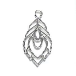 AM369: Amoracast Sterling Silver Charm Small Peacock Feather 20mm 1 Piece