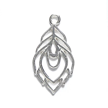 AM369: Amoracast Sterling Silver Charm Small Peacock Feather 20mm 1 Piece 3 AM369: Amoracast Sterling Silver Charm Small Peacock Feather 20mm 1 Piece