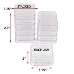 BC1010-ORG: BeadSmith Clear Square Stacking Containers With 2 Magnifying Lids- 2 Stacks 10 Jars 1.25" X 2.3"