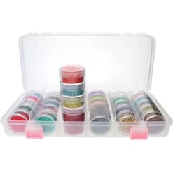 BC1028-ORG: BeadSmith Clear Organizer Box With 28 Stackable Containers And 6 Lids 10.7x5.25x1.8 Inches