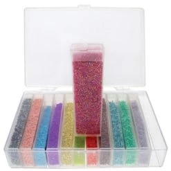 BC2012-ORG: BeadSmith Clear Organizer Box With 12 1x3.75" Flip Top Containers - 6.25x4x1.4 Inches