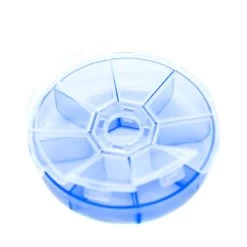BC425-PB: BeadSmith Plastic Organizer Box Round With 8 Flip Top Sections - Fully Removable Lid .75x4.25 Inches