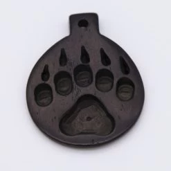 BN385-55: Bone Bear Paw Print Pendant Black 35x45mm - 5 Pieces