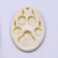 BN385-66: Bone Wolf Paw Print Pendant White 28x43mm - 5 Pieces