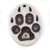 BN385-69: Bone Wolf Paw Print Pendant White/Black 28x43mm - 5 Pieces -Handmade Beads Discount Store BN385 69 PendantsandCharms BoneandHorn