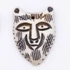 BN385-74: Bone Bear Face Pendant White/Black 30x46mm - 5 Pieces -Handmade Beads Discount Store BN385 74 PendantsandCharms BoneandHorn