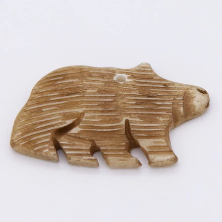 BN385-77: Bone Bear Pendant Carved Antique 45x26mm - 5 Pieces 3 BN385-77: Bone Bear Pendant Carved Antique 45x26mm - 5 Pieces